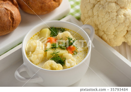 Healthy soup with cauliflower, carrot and potatoes Healthy soup with cauliflower, carrot and potatoes 35793484