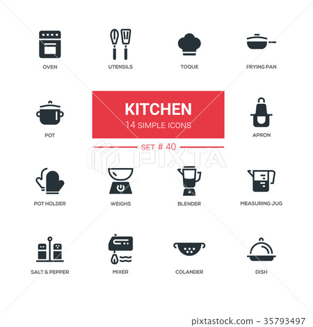 Kitchen utensils - line design icons set Kitchen utensils - line design icons set 35793497