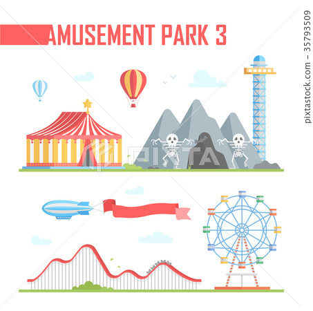 Set of amusement park elements - modern vector - Stock Illustration ...