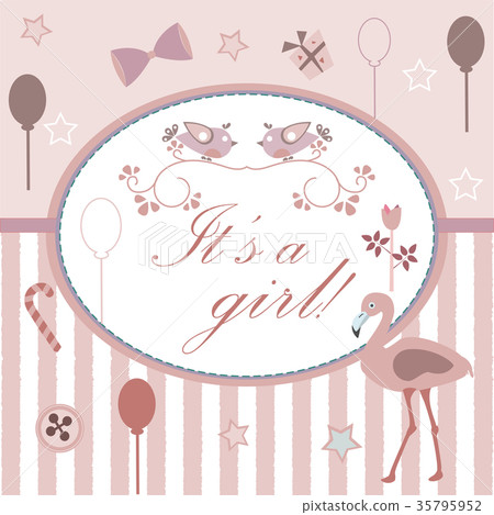 Baby girl Birth announcement shower card Baby girl Birth announcement shower card 35795952