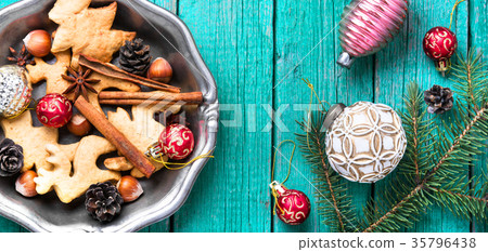 Christmas cookies and baubles 35796438