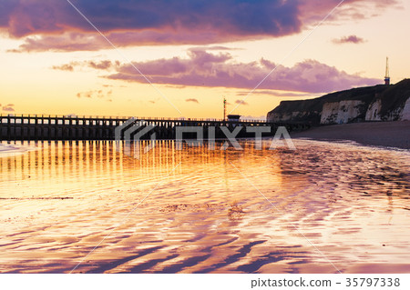 View of the Newhaven harbour near Seaford, UK View of the Newhaven harbour near Seaford, UK 35797338