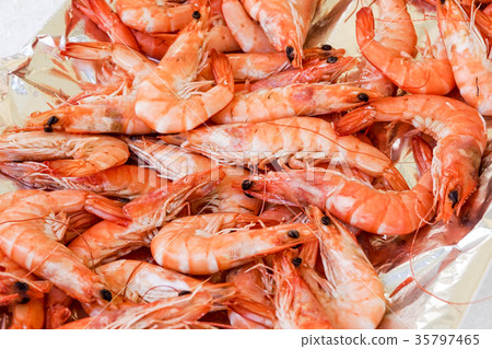 Shrimp cocktail background with a close up view of Shrimp cocktail background with a close up view of 35797465