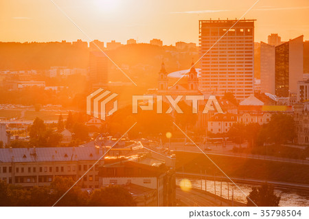 Vilnius, Lithuania. Sunset Sunrise Dawn Over 35798504