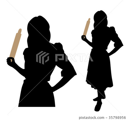 Angry woman with a rolling pin Angry woman with a rolling pin 35798956