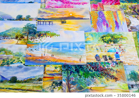 Watercolor paintings art work  by a photography. 35800146