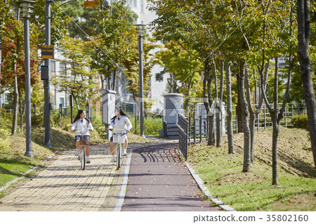 High school student, bicycle, park High school student, bicycle, park 35802160