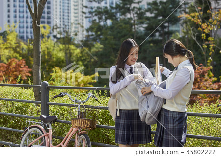 High school student, bicycle, park High school student, bicycle, park 35802222