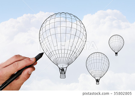 Aerostat in sky 35802805