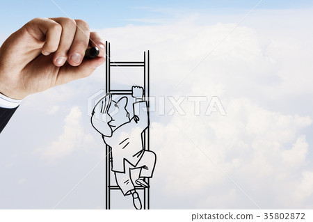 Man climbing ladder Man climbing ladder 35802872