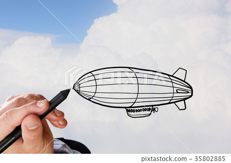 Aerostat in sky 35802885