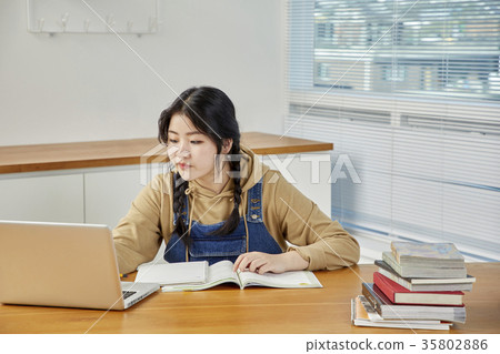 High school student, learning, book 35802886