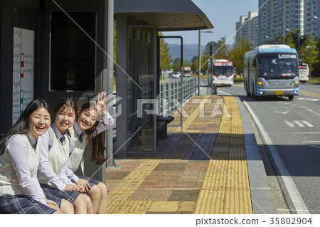 High school student, bus stop High school student, bus stop 35802904