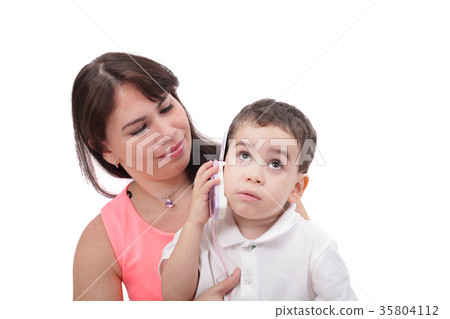 boy and mother playing together boy and mother playing together 35804112