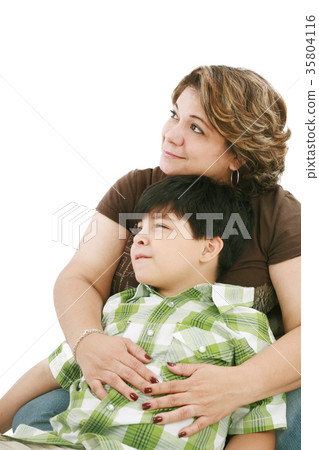 boy looking something interesting to his mother boy looking something interesting to his mother 35804116
