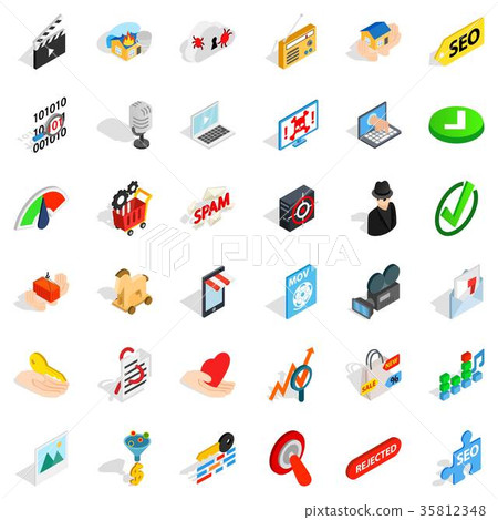 Cyber protection icons set, isometric style Cyber protection icons set, isometric style 35812348