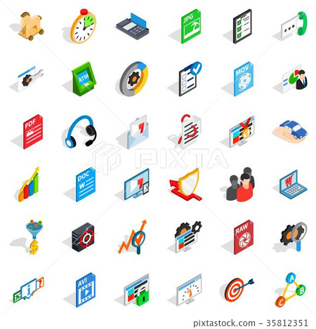 Data protection icons set, isometric style 35812351