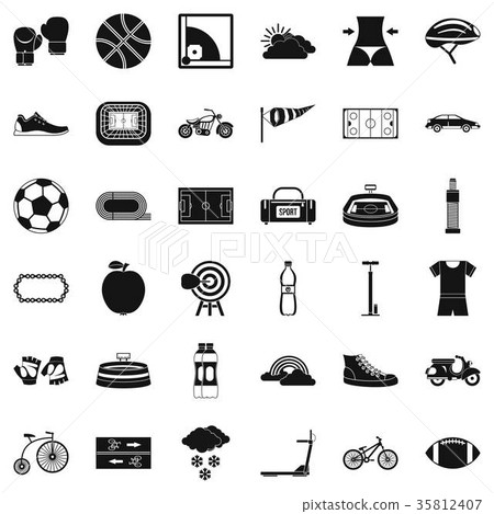 Sport cycling icons set, simple style Sport cycling icons set, simple style 35812407