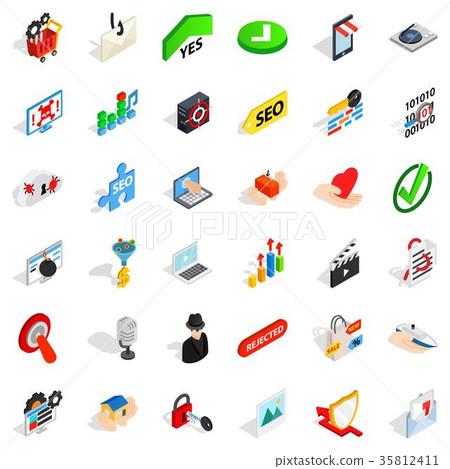 Safety icons set, isometric style 35812411