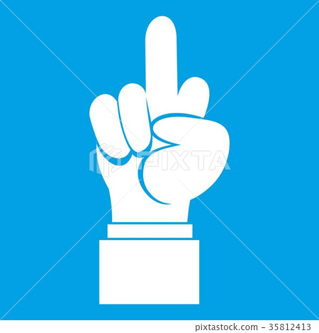 Middle finger hand sign icon white 35812413