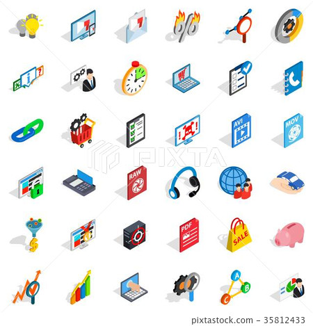 Information cloud icons set, isometric style 35812433