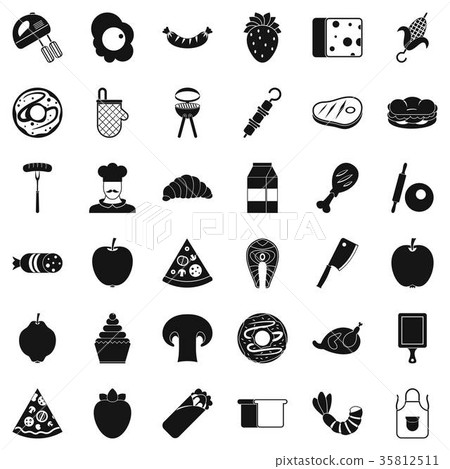 Tasty dish icons set, simple style 35812511