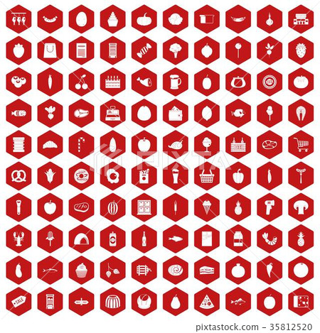 100 grocery shopping icons hexagon red 100 grocery shopping icons hexagon red 35812520