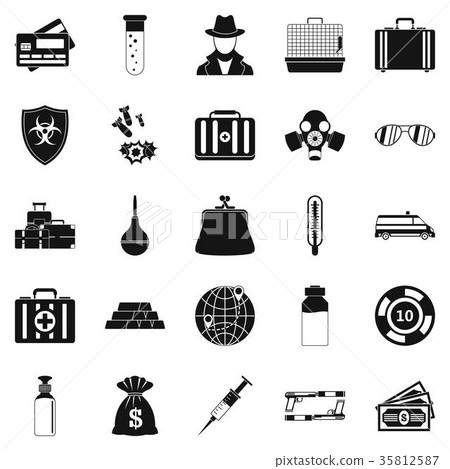 Investigation icons set, simple style Investigation icons set, simple style 35812587