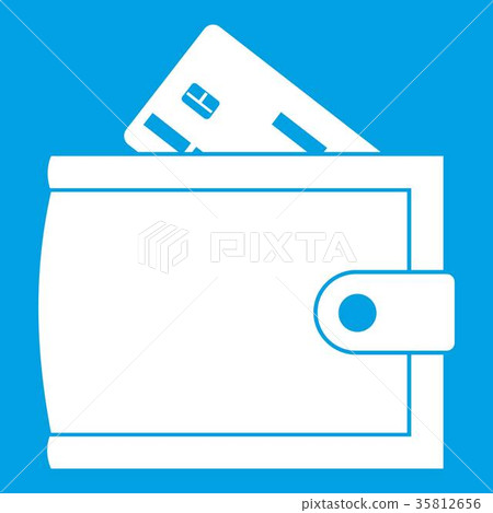 Wallet with credit card and cash icon white - Stock Illustration ...