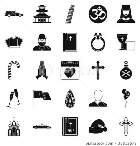 Kirk icons set, simple style Kirk icons set, simple style 35812672