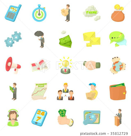 Employee of the bank icons set, cartoon style Employee of the bank icons set, cartoon style 35812729