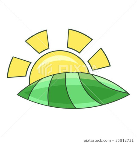 Morning sunrise icon, cartoon style Morning sunrise icon, cartoon style 35812731