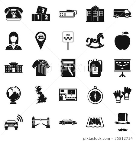 Autobus icons set, simple style Autobus icons set, simple style 35812734