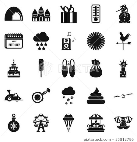 Peristyle icons set, simple style 35812796