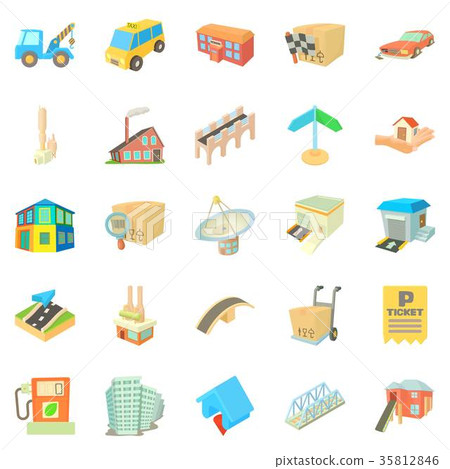 Urban elements icons set, cartoon style Urban elements icons set, cartoon style 35812846