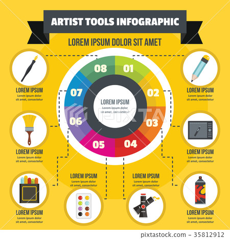 Artist tool infographic concept, flat style Artist tool infographic concept, flat style 35812912