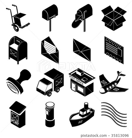 Poste service icons set, simple style Poste service icons set, simple style 35813096