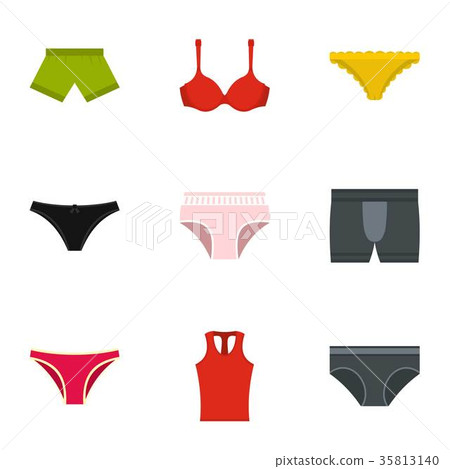 Lingerie icon set, flat style - Stock Illustration [35813140] - PIXTA