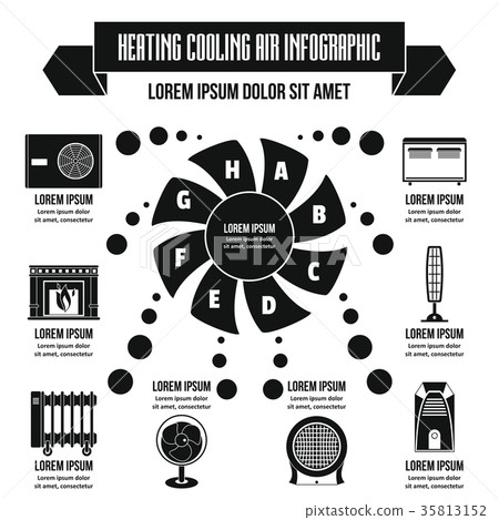 Heating cool air infographic concept, simple style Heating cool air infographic concept, simple style 35813152