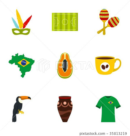 Brazil country icon set, flat style 35813219