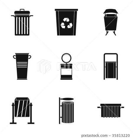 Garbage storage icon set, simple style Garbage storage icon set, simple style 35813220