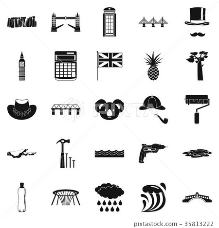 Crossway icons set, simple style Crossway icons set, simple style 35813222