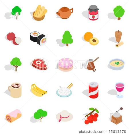 Food on the street icons set, isometric style 35813278