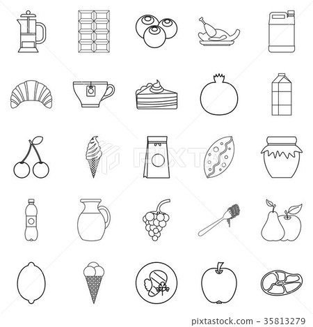 Nutrition icons set, outline style 35813279