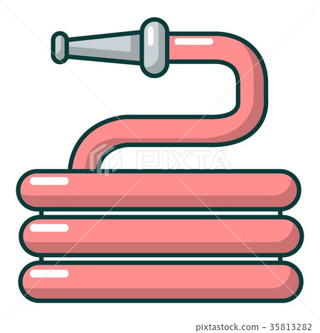 Red garden watering hose icon, cartoon style 35813282