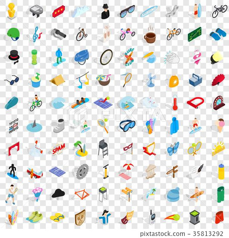 100 amusement icons set, isometric 3d style 100 amusement icons set, isometric 3d style 35813292