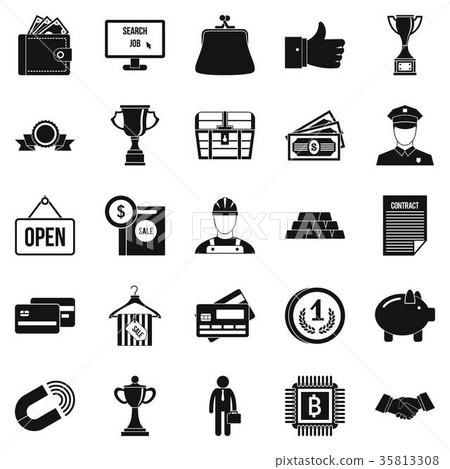 Cost icons set, simple style Cost icons set, simple style 35813308