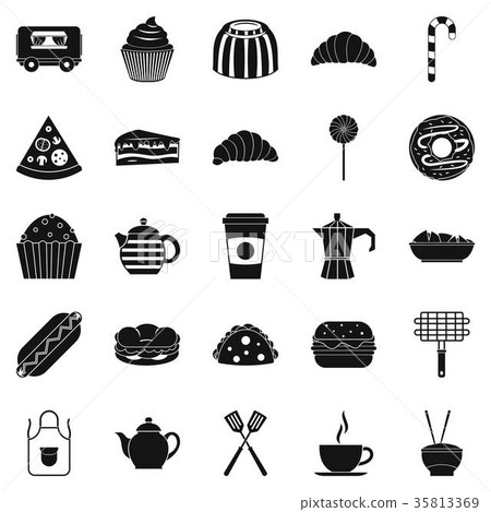 Ingestion icons set, simple style Ingestion icons set, simple style 35813369