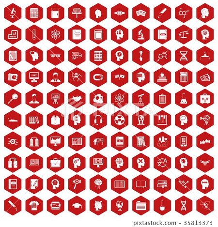 100 knowledge icons hexagon red 100 knowledge icons hexagon red 35813373