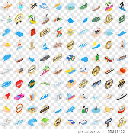 100 boat icons set, isometric 3d style 35813422